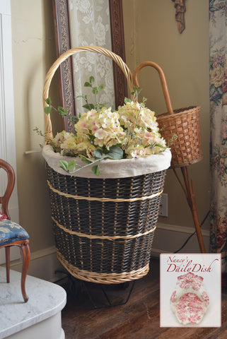 Handwoven Rattan / Wicker Rolling Wheels French Market Basket