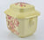 Vintage Red Polychrome Transferware Tea Caddy Figural Face Shaped Handles Lidded Jar