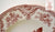 Red / Pink Transferware 8" Salad Plate Christmas Tree w/ Ribbons & Toys Underneath