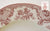 Red / Pink Transferware 8" Salad Plate Christmas Tree w/ Ribbons & Toys Underneath