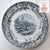 Rare Antique English Grey / Black Transferware  Charger / Plate Pastoral Grazing Sheep Scrolls Castle