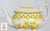 Rare Yellow Transferware Teapot Spode Copeland Lattice and Geraniums Flowers