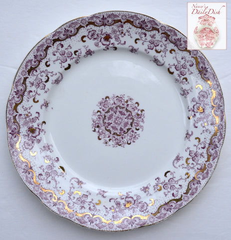 Purple English Transferware John Maddock Lace and Flowers 8" Salad Plate