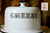 Antique Dairy Slab Advertising English Transferware  CHEESE Dome Bell & Stand