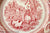 Gingham Check & Farmhouse Scenery Sheep Turkey Cows Chickens Red Transferware Plate