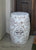 Damask Toile Ceramic English Garden Stool / Seat or Side Table White & Tan