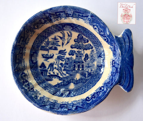 Antique Early 19thC Staffordshire Blue Transferware Pearlware Pickle Dish Blue Willow Ridgway