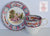 Pink & Aqua Blue Copeland Spode Vintage Transferware Demitasse Cup & Saucer Hand Painted Flowers and Scene