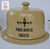 Vintage English Black Transfer Printed " Farm House Cheese " Covered Cheese Bell / Dome Transferware Advertising