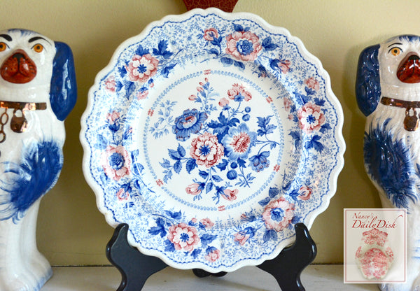 STUNNING circa 1835 Rare Blue Pink Two Color Transferware