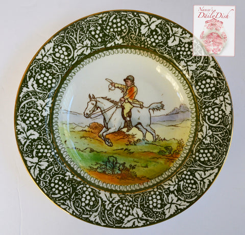 Antique Royal Doulton George Morland Deep Plate / Bowl Equestrian Horse Jockey Rider Fox Hunt Scene English Staffordshire
