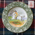 Green Transferware Deep Plate / Bowl English Equestrian Foxhunt Scene Doulton Burslem George Morland Staffordshire