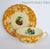 Large Yellow Transferware Tea Cup & Saucer Spode Copeland May Urn Roses Garden Scenery