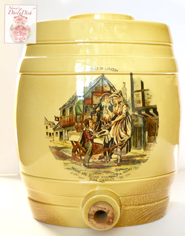 Black Transferware  Cries of London Liquor Barrel DECANTER FOR LAMP / BAR