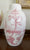 Antique Red English Transferware Staffordshire Lamp Pastoral Landscape Trees Lake