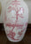 Antique Red English Transferware Staffordshire Lamp Pastoral Landscape Trees Lake