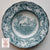Ca 1891 Teal English Transferware 8" Rimmed Bowl  Roses Boats Church Togo