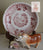 Farmhouse Scenery Grazing Sheep & Cows / Cattle Red Transferware Plate