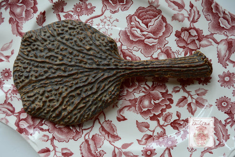 Vintage Faux Boise Hand Held Beveled Mirror Carved Stag Horn / Antler