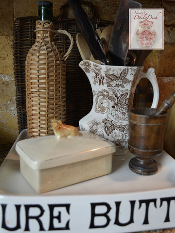 Figural Cow Topped Lidded Butter Dish Box or Tea Caddy Crown Devon