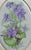Vintage English Woven Silk Violets Flowers Matted in Cream Frame