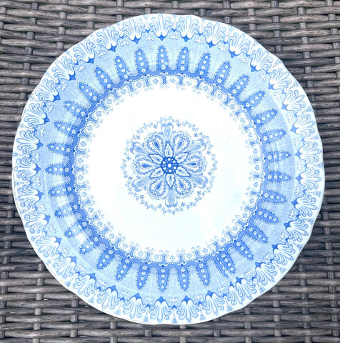 Antique Light Blue English Transferware Staffordshire Doric Star Plate Circa 1850