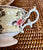 RARE Antique Victorian Yellow Pink & Brown Transferware Tea Cup & Saucer Circa 1830-40 Staffordshire