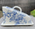 Antique English Victorian Blue Transferware Cheese Keep Song Birds Roses Aesthetic Movement