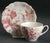Romantic Vintage Red Tudor Roses English Transferware Tea Cup & Saucer