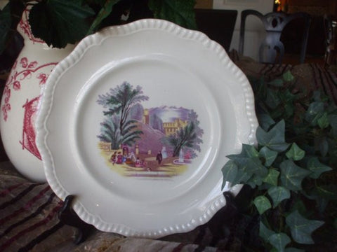 Vintage Spode Copeland Purple Polychrome Transferware Plate Campagna