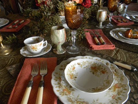 Sage Greenish Brown Transferware Hand Painted Candy Dish Bowl Peach Antique Roses