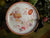 Antique Aesthetic Transferware Red Polychrome Oriental Motif  Demitasse  Cup and Saucer Flowers Pagoda