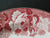 Scenic Red Pink Transferware Plate Chickens Horse Farm Peonies Roses