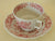 Vintage Red English Transferware Tea Cup and Saucer Victorian Basket of Roses