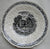 Antique  Black English Transferware Cup and Saucer  Embossed Floral Border Rural England