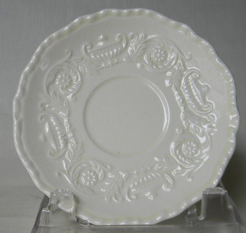 Vintage Creamware Saucer Plate w/ Embossed Urns & Floral Scrolls Border
