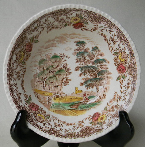 Royal Tuder Ware "Olde England" Brown Polychrome Transferware Cereal Bowl