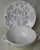 Gray Silver Toile Roses Vintage English Transferware Handled Soup Bowl and Plate