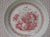 Vintage English Transferware Red Soup Plate / Shallow Bowl  - Victorian Still LIfe Basket of Fresh Fruit