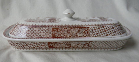 RARE W T Copeland and Sons Spode Brown Transferware  Aesthetic Movement Kew Razor Toothbrush Box