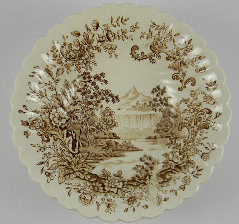 Peaceful Summer Clarice Cliff  Brown English Transferware Cereal Bowl Cascading Waterfall - Decorative Dishes