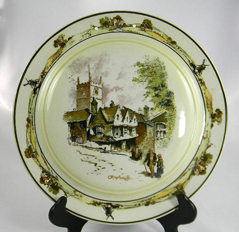 Vintage Ridgways Staffordshire Charger / Hanging Wall Plaque Coaching Days Old Marlborough Village Scene