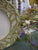 Sage / Olive Green and White Ironstone Transferware Plate with Scrolled Leaf and Vine Border