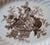13.75" Brown & White Transferware Round Cake Platter Basket of Fruits & Flowers