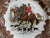 Vintage Brown Transferware English Fox Hunt Scene Plate Dogs Horses