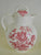 Red Transferware Pitcher Coffee Teapot or Hot Water Pot Charlotte Basket of Roses
