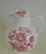 Red Transferware Pitcher Coffee Teapot or Hot Water Pot Charlotte Basket of Roses
