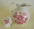 Red Transferware Pitcher Coffee Teapot or Hot Water Pot Charlotte Basket of Roses