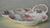 Mason's Romantic Watteau Red  Transferware  3 Section Hors D'oevres Handled Trefoil Relish  Dish Tray Roses Scrolls Victorian Watteau