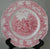 Red / Pink Transferware Plate The First Thanksgiving Colonial Times American History / Historical Staffordshire